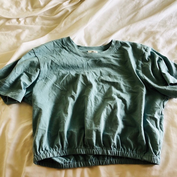 Blue Elastic Crop Top - Picture 3 of 4